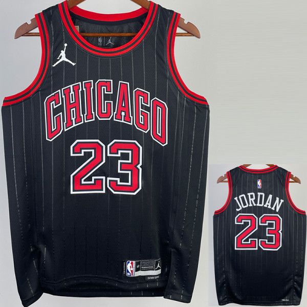 22-23 BULLS JORDAN #23 Black Top Quality Hot Pressing NBA Jersey (Trapeze Edition) 飞人版