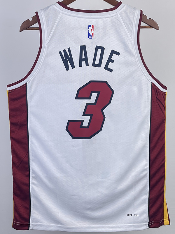 US$ 26.00 - 22-23 HEAT WADE #3 White Top Quality Hot Pressing NBA Jersey  (V领） - m.
