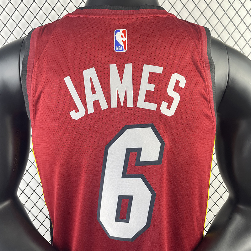 US$ 26.00 - 22-23 HEAT JAMES #6 Red Top Quality Hot Pressing NBA