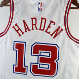 23-24 ROCKETS HARDEN #13 White City Edition Home Top Quality Hot Pressing NBA Jersey