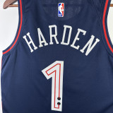 23-24 76ERS HARDEN #1 Dark Blue City Edition Top Quality Hot Pressing NBA Jersey