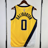 22-23 Indiana Pacers HALIBURTON #0 Yellow Top Quality Hot Pressing NBA Jersey