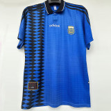 1994 Argentina Away Retro Soccer Jersey (右袖断接钢印纹)