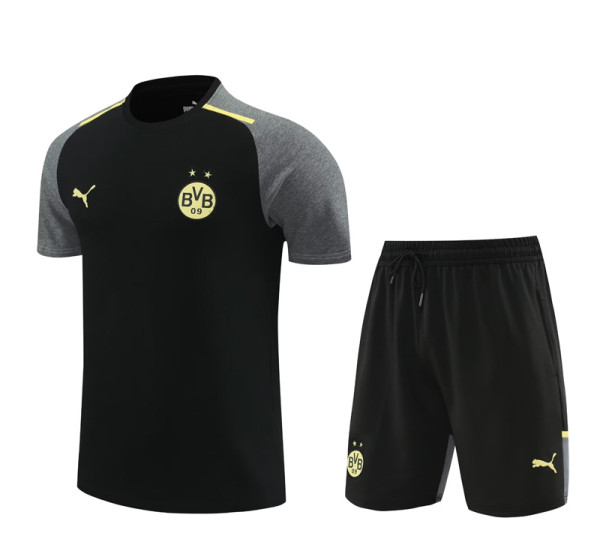 24-25 Dortmund Black Training Short Suit (High Quality)纯棉纱