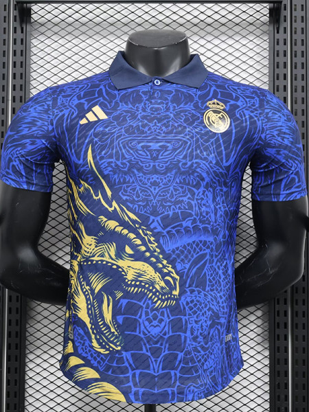 24-25 RMA Blue Special Edition Player Version Soccer Jersey 黄马龙头