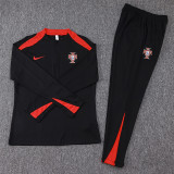 24-25 Portugal Black Half Pull Tracksuit (半拉链)