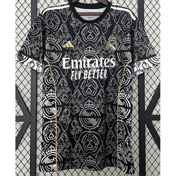 23-24 RMA Black Special Edition Fans Soccer Jersey *队徽花纹