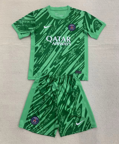 24-25 PSG Green GoalKeeper Kids Soccer Jersey