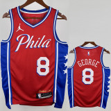 22-23 76ERS GEORGE #8 Red Top Quality Hot Pressing NBA Jersey (Trapeze Edition) 飞人版