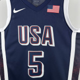 2024 Olympic Game USA EDWARDS # 5 Dark Blue Basketball Jersey