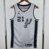 20-21 SA Spurs DUNCAN #21 Grey Top Quality Hot Pressing NBA Jersey (Trapeze Edition) 飞人版