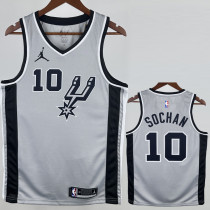 20-21 SA Spurs SOCHAN #10 Grey Top Quality Hot Pressing NBA Jersey (Trapeze Edition) 飞人版