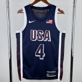 2024 Olympic Game USA CURRY # 4 Dark Blue Basketball Jersey