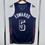 2024 Olympic Game USA EDWARDS # 5 Dark Blue Basketball Jersey