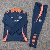 24-25 Man Utd Royal blue Kids Half Pull Tracksuit (童装)(半拉链)