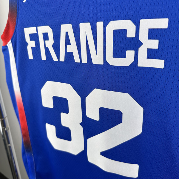 US 26.00 2024 Olympic Game France WEMBANYAMA 32 Blue Basketball