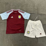 24-25 Aston Villa Home Kids Soccer Jersey