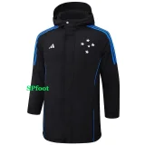 24-25 Cruzeiro Black Hooded Windbreaker Fabric Cotton Coat #G215