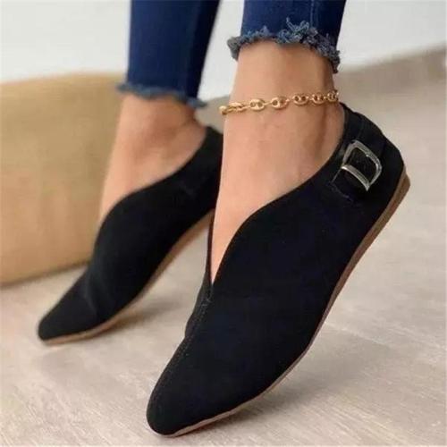 Retro Style Flat Heel Low-Cut Lightweight Pointed Toe Loafers