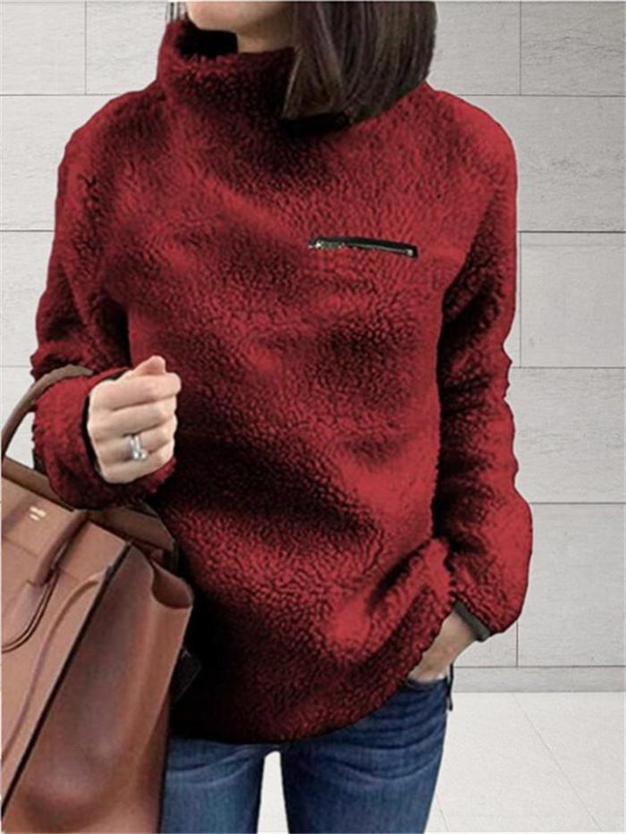 2019 Fall Winter Fashion Zip Turtleneck Sweater