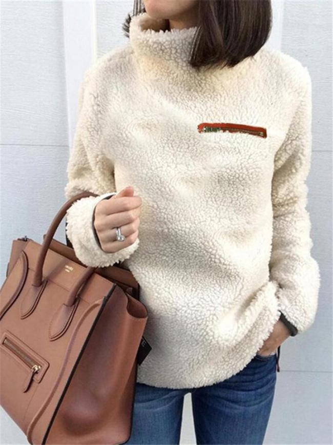 2019 Fall Winter Fashion Zip Turtleneck Sweater