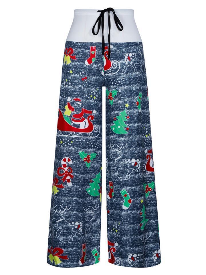 US$ 21.88 - Women's Casual Christmas Print Drawstring Loose Pants - www ...