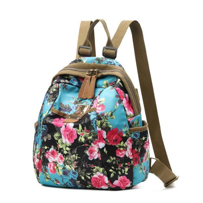 Beautiful Flower Pattern Nylon Backpack For Women
