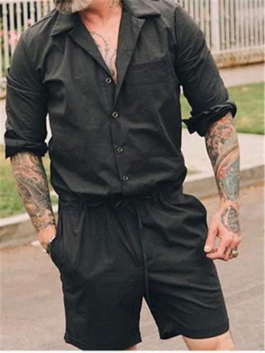 Casual Pure Color Classic Jumpsuits For Men