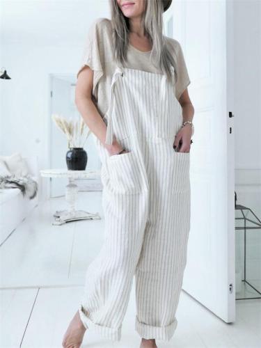 New Arrival Loose Striped Overalls
