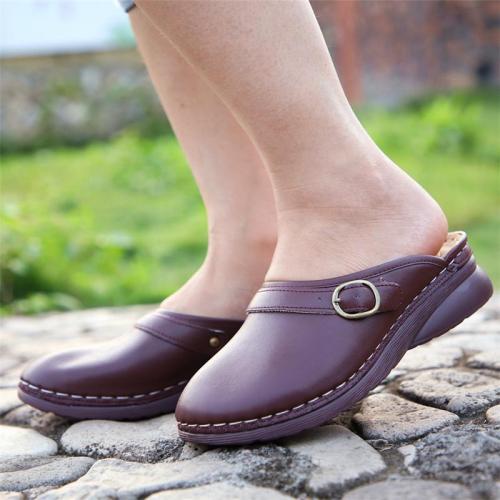 Comfortable Vintage Style Closed-Toe Slip-On Thick-Sole Loafer Flat Mules