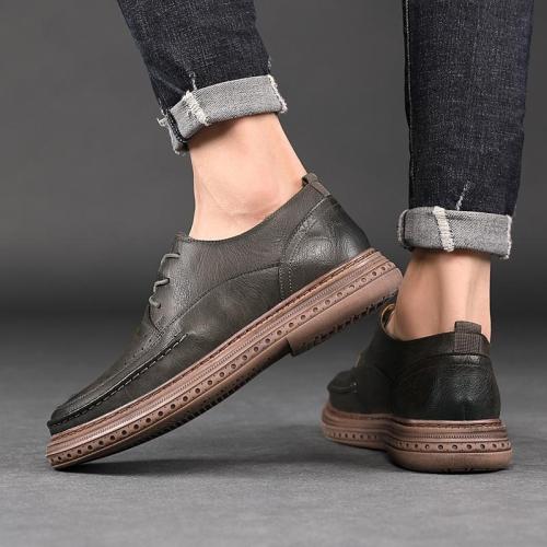 Mens Claasic Vintage Stitching Casual Leather Loafers