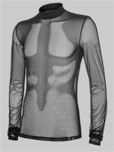 Men's Breathable Mesh Design Crew Neck Long-Sleeved Body Shaper