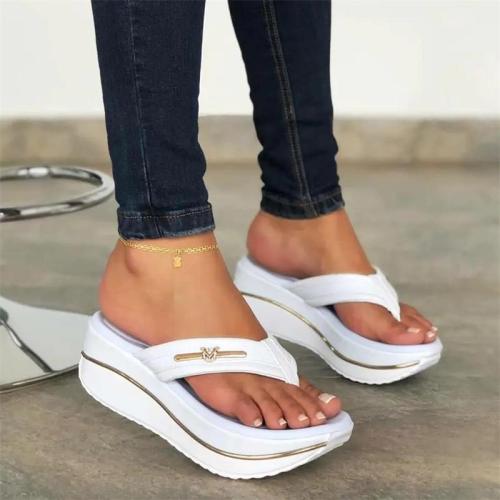 Women's Summer Plus Size Wedge Heel Platform Flip Flops Outdoor Casual Sandals