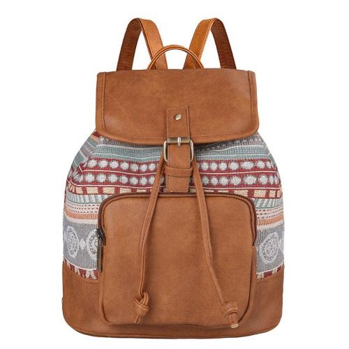 Ethnic Style Geometric Print Adjustable Strap Durable Drawstring Lightweight Backpack