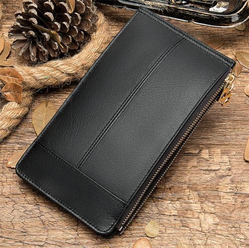 Contrast Stitching Organizational Layout Card Slot Genuine Leather Bifold Wallet