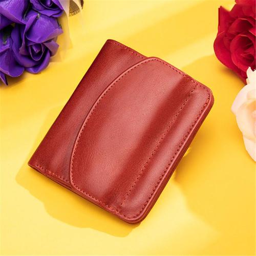 RFID Blocking Lightweight Simple Style Chunky Leather Mini Wallet