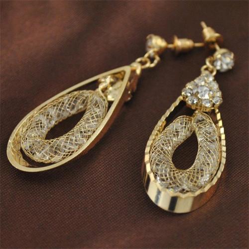 Exquisite Double-Layer Diamond Drop-Shaped Earrings