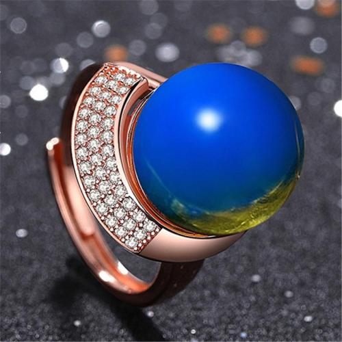 Casual Wear Comfortable Blue Amber With Zircon Adjustable Ring