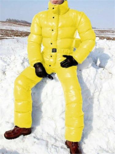 Men's Winter Hooded Zipper Thermal Ski Suit Jumpsuits