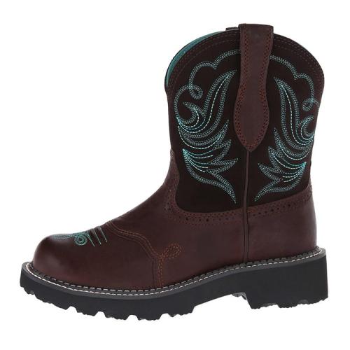 Women's Casual Simple Style Embroidered Round-Toe Mid-Calf Boots