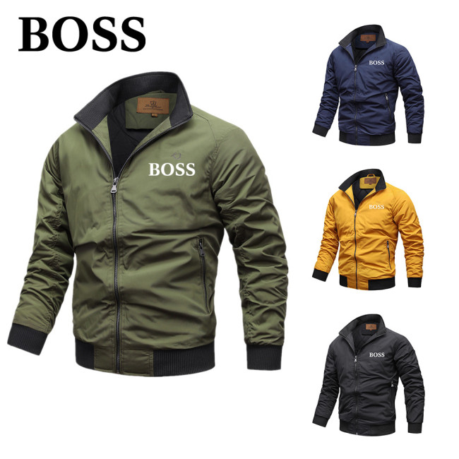 𝗕𝗢𝗦𝗦®Solid color stand collar jacket