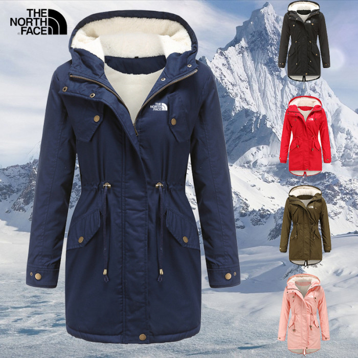 Women's solid color hooded jacket padded coat