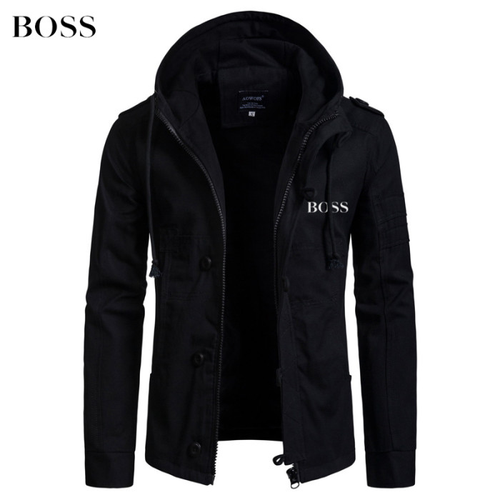 𝗕𝗢𝗦𝗦®Solid Color Hooded Wind and Cold Cotton Jacket