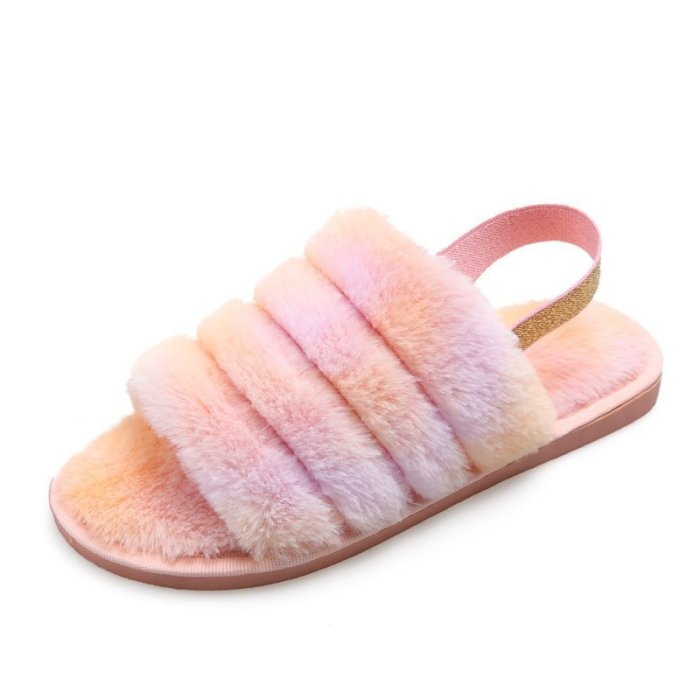 𝗨𝗚𝗚®Plush slippers colorful gradient household large size cotton slippers