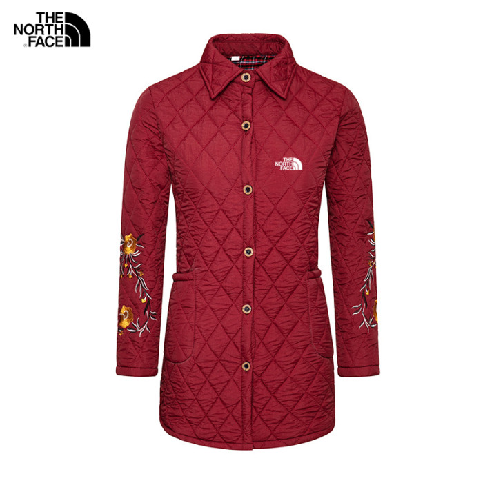 𝗧𝗵𝗲 𝗡𝗼𝗿𝘁𝗵 𝗙𝗮𝗰𝗲®Mid-length check quilted embroidered cotton jacket