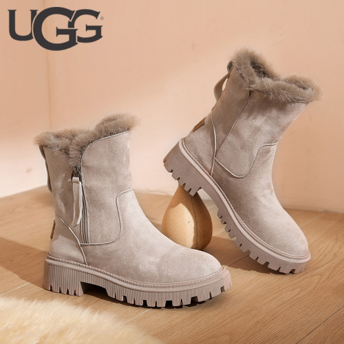 Women's winter frosted leather snow boots