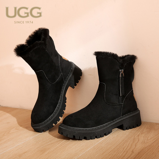 Women's winter frosted leather snow boots