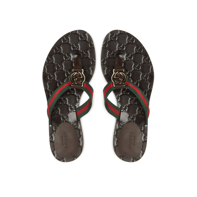 (Women) GG thong Web sandal-Pink print