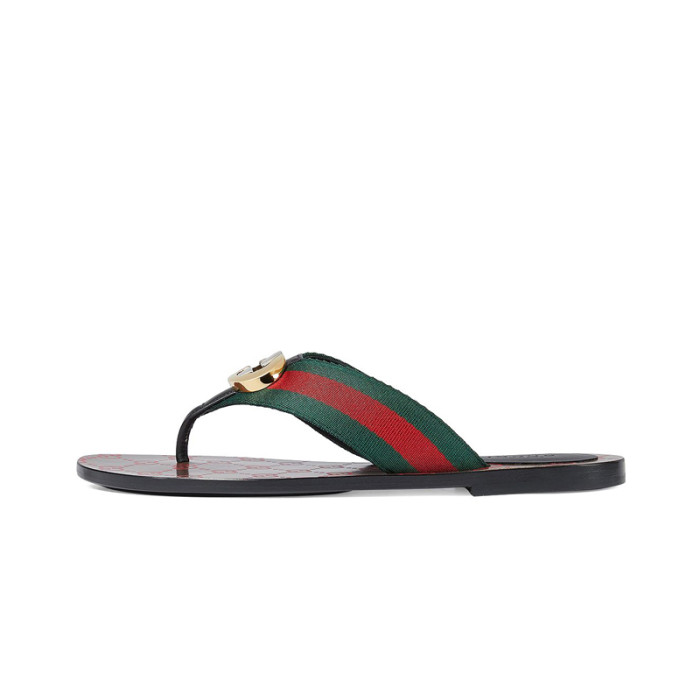 (Women) GG thong Web sandal-Pink print