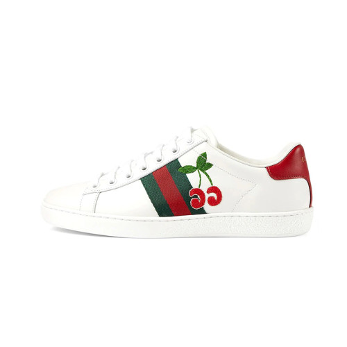(Men) Gucci white Ace leather sneakers